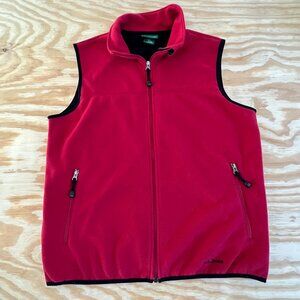 LL Bean red black piping fleece vest mens medium regular Winter